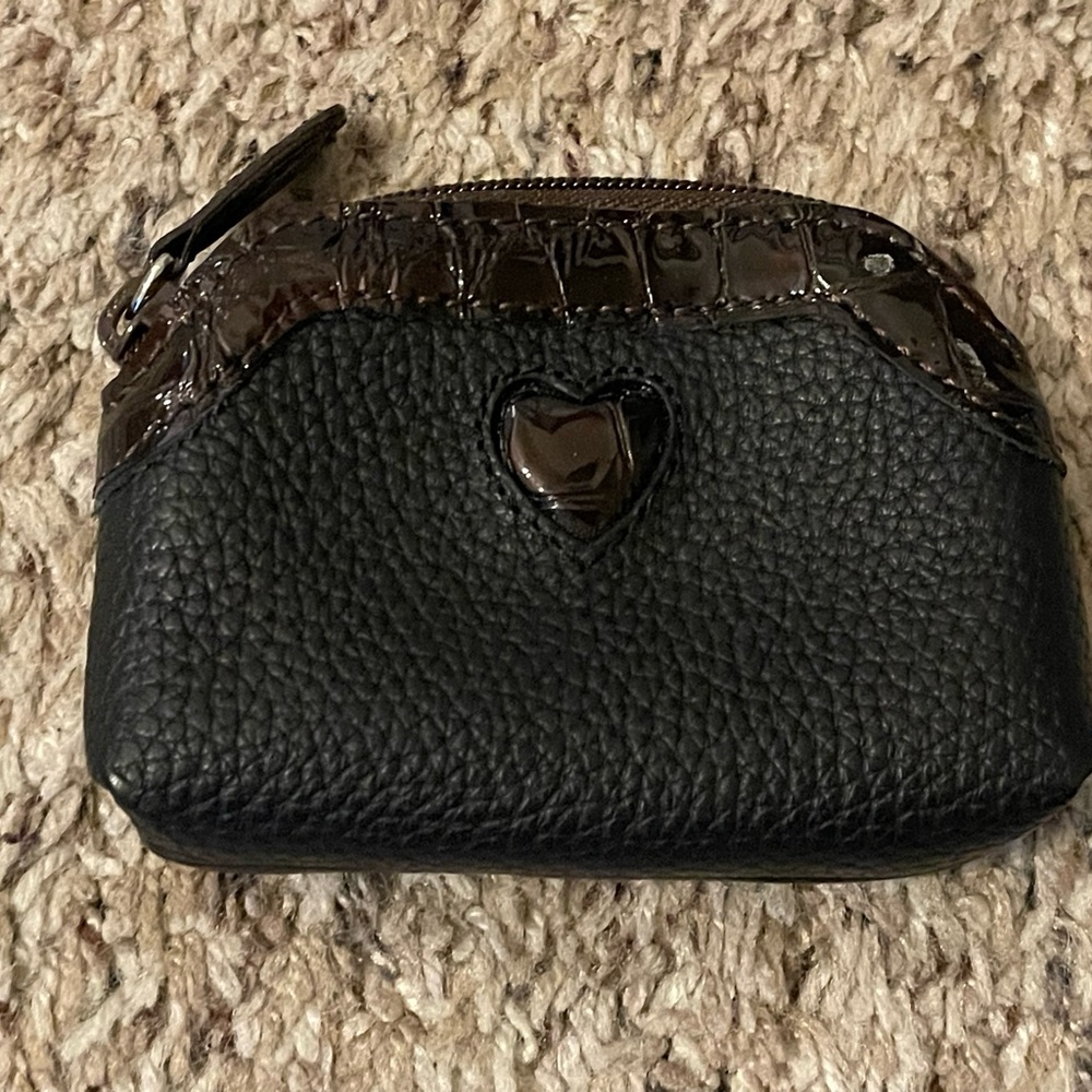 Brighton Black Leather Coin Purse with Heart Detail